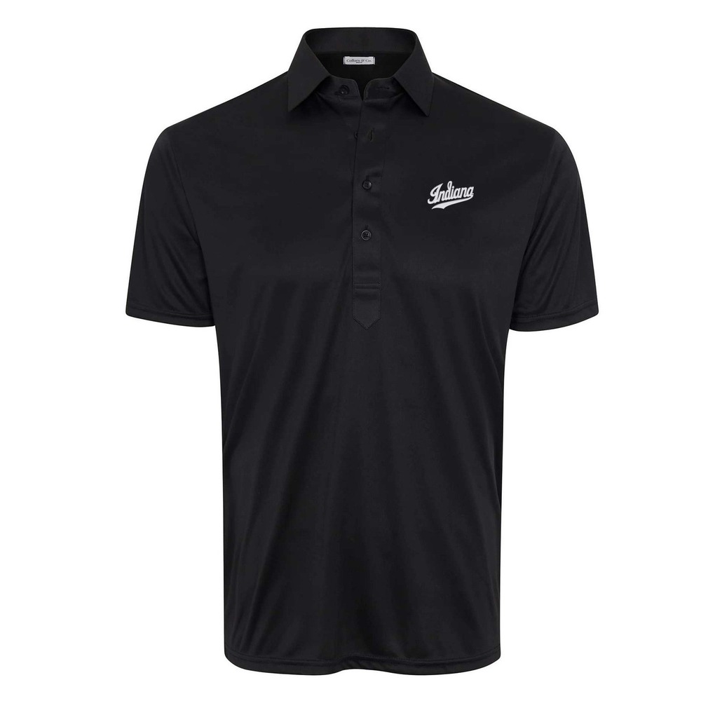 NEW Collars & Co‎ Mens Indiana Semi Spread Collar Polo Shirt Black White